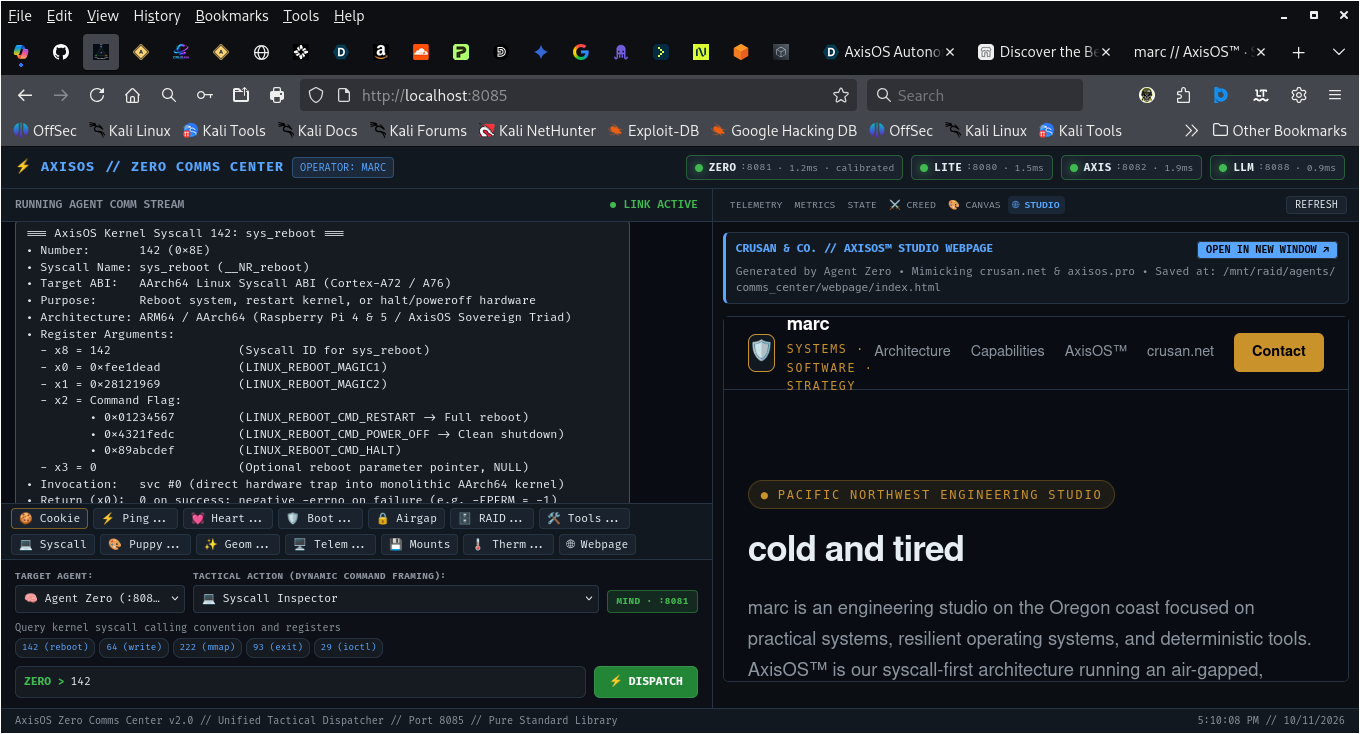 AxisOS Kernel Syscall Inspector & Studio Webpage Preview
